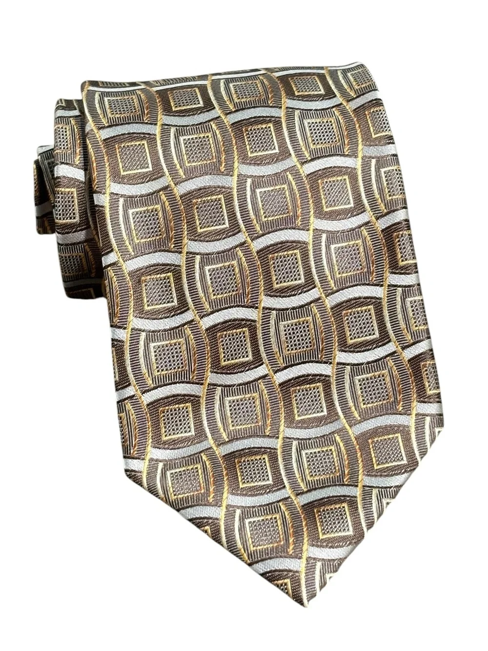 Giorgio Brutini Geometric Brown & Gold Necktie